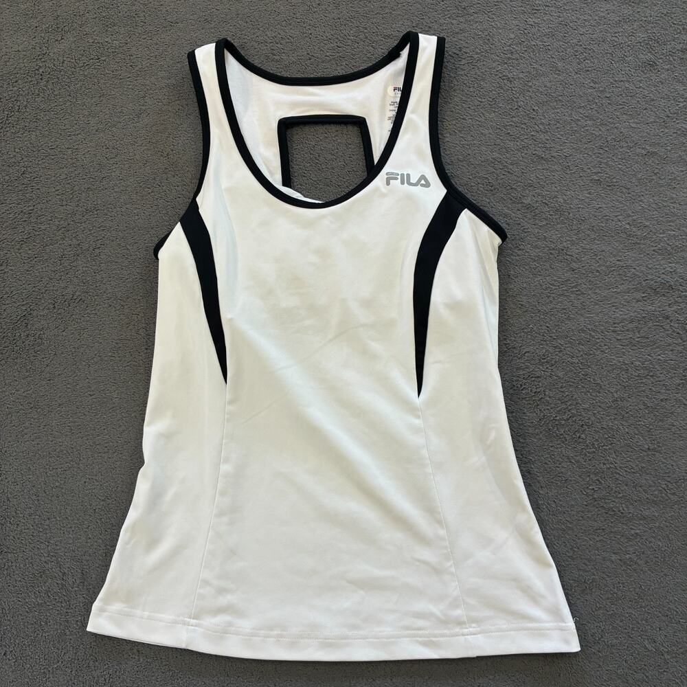 Fila White Black Sleeveless Workout Activewear Athletic Tank Top Women's Size S